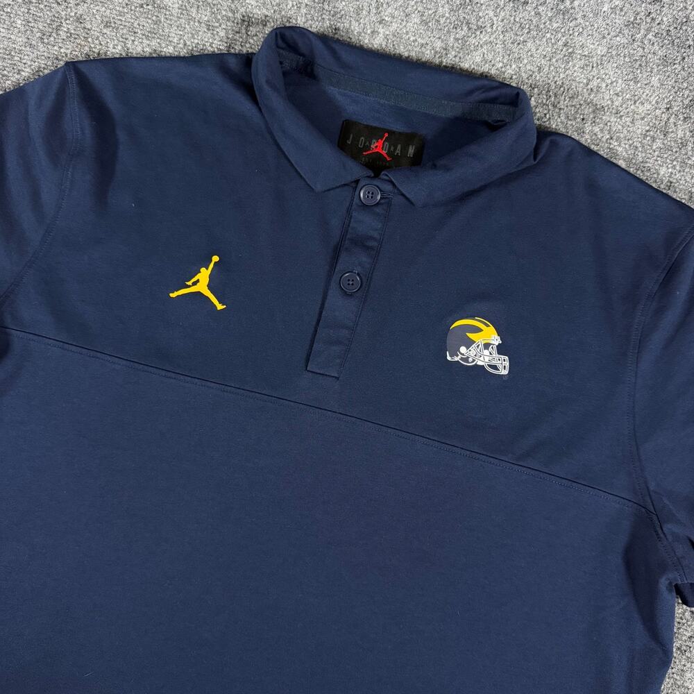 Jordan Michigan Wolverines Dri-FIT Polo Shirt Navy XL Football NCAA DR0363-419